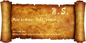 Marinkor Sándor névjegykártya
